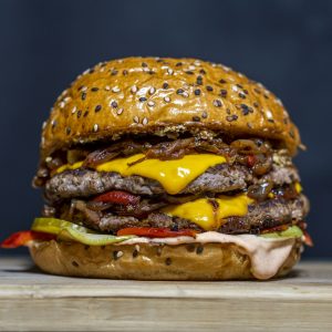 Double Trouble Stack burger at B.O.O.