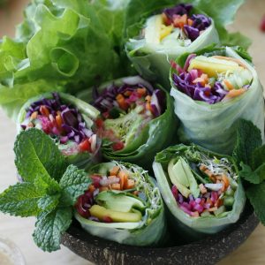 Vegetable wrap with grilled plantain and greens